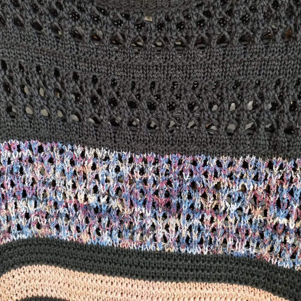 Greige Black with Multicolor Crochet Sweater Size L - Picture 5 of 7